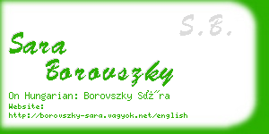 sara borovszky business card